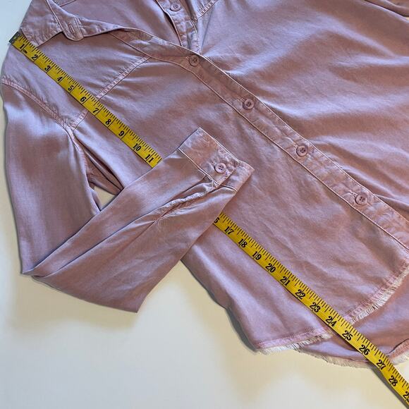 Bella Dahl Tencel Lyocell Button Shirt Womens Medium Pink Mineral Frayed Top - Picture 8 of 8
